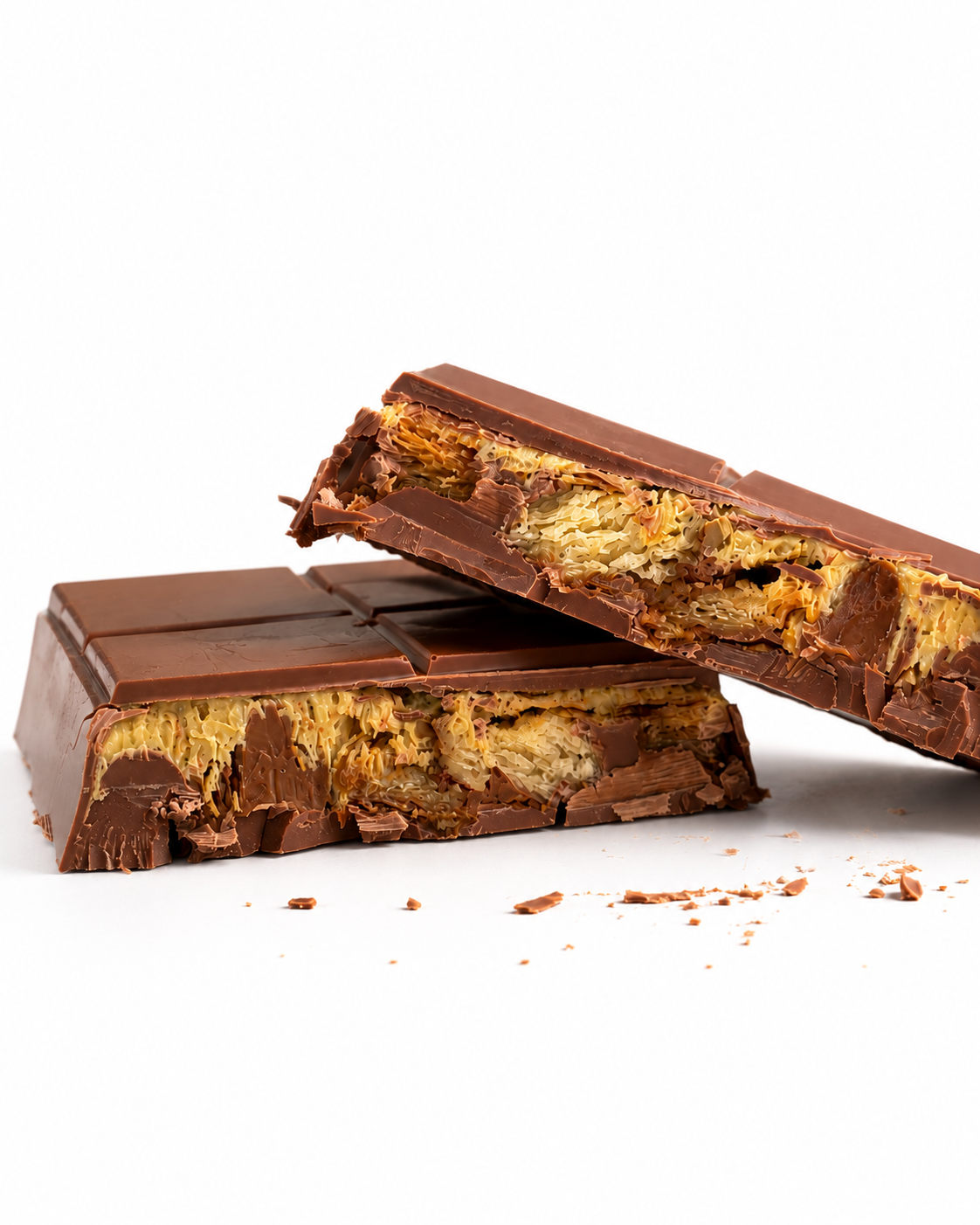 Cross-section of Dubai Truffle House baklava bar showing kunafa layers